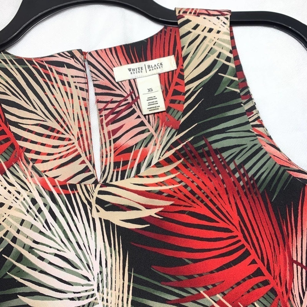 White House Black Market Foliage Print Blouse XS - Picture 3 of 8